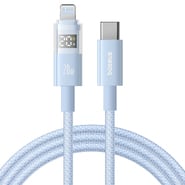 Töltő- és adatátviteli 20W USB-C - Lightning káfehér Baseus "Data Cable Display 2" - 2m - galaxy blue