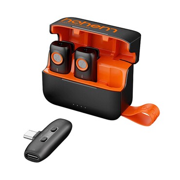 Vezeték nélküli mikrofon Hohem "MIC-01" 2TX Plus 1RX 2 adóval, vevővel, USB-C-vel és töltő tok - clear