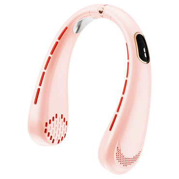 Hordozható ventilátor Techsuit "H6" USB-C, tölthető, digitális kijelző, 1200mAh - rózsaszín