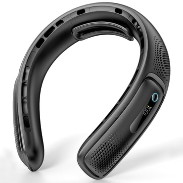 Hordozható ventilátor Techsuit "S11" szilikon tartóval, digitális kijelzővel, 4000mAh - fekete