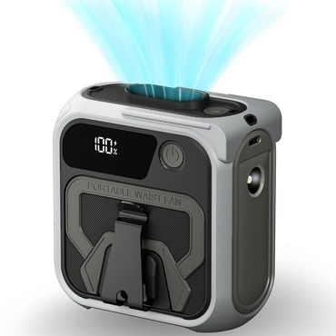 Hordozható ventilátor Techsuit "Z13" power bankkal, 5 sebesség, 10000mAh - szürke