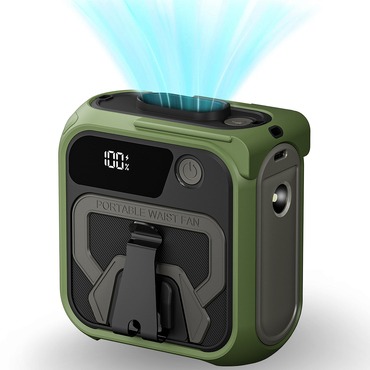 Hordozható ventilátor Techsuit "Z13" power bankkal, 5 sebesség, 10000mAh - zöld