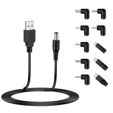 (11-pack) USB 7x DC Barrel, Jack Adapter, USB-C, Mini-USB, Micro-USB OTG adapter Techsuit "ChargeNest AC21" - black