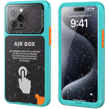 Vízálló ShellBox "AirBox" tok IP68 iPhone 12 / 12 Pro / 13 / 13 Pro / 14 / 14 Pro / 15 / 15 Pro / 16 készülékhez - blue