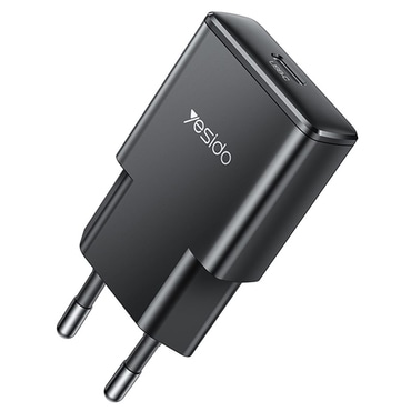 Fali 30W töltő Yesido "YC74" GaN, USB-C PD - fekete