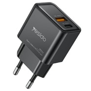 Fali 30W töltő Yesido "YC64" 2x USB-C és USB-A, GaN technológia - fekete