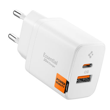 Fali 20W töltő Spigen "EE202EU" USB-C és USB - white