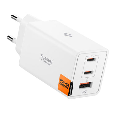 Fali 67W töltő Spigen "EE673EU" 2x USB-C, GaN, Quantum Boost - white