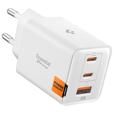 Fali 47W töltő Spigen "EE473EU" 2x USB-C, Quantum Boost - white