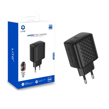 Fali 20W töltő Lito "LC13" GaN - black