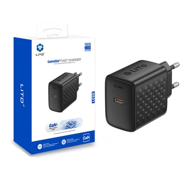 Fali 45W töltő Lito "LC20" GaN - black