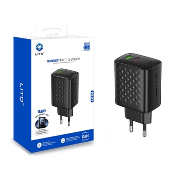 Fali 65W Lito "LC24" GaN töltő, USB-C és USB - black