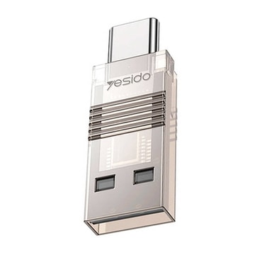 USB-A és USB-C OTG adapter Yesido "GS21" beépített kártyaolvasóval, 480Mbps - átlátszó