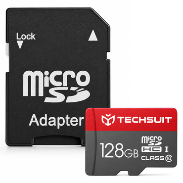 Techsuit "THCM26" MicroSDHC memóriakártya, Class 10, 128GB adapterrel - piros