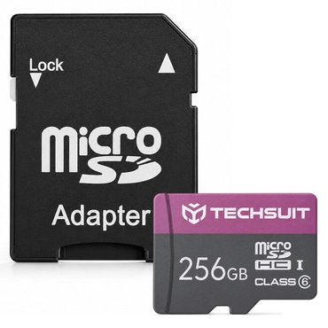 Memóriakártya Techsuit "THCM27" MicroSDHC Class 6 256GB adapterrel - lila