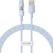 Töltő és adatátviteli 100W USB-A - USB-C káfehér Baseus "Gem" - 1m - galaxy blue