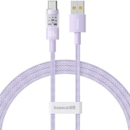 Töltő és adatátviteli 100W USB-A - USB-C káfehér Baseus "Gem" - 1m - nebula purple