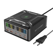 Fali 260W töltő Blitzwolf "BW-S28" 2x USB-A, 3x USB-C, 15W vezeték nélküli töltés - black