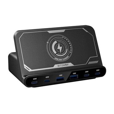 Vezeték nélküli 160W töltőállomás Blitzwolf "BW-S27" 2x USB-A, 4x USB-C, 15W - black