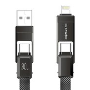 Töltő és adat 240W USB-C USB-C Lightning káfehér Blitzwolf "BW-HDC7" 4 az 1-ben - 1.2m - black