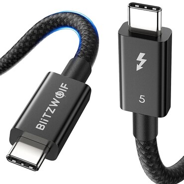 Töltő- és adatátviteli 240W USB-C - USB-C káfehér BlitzWolf "BW-HDC8" - 80Gbps - 0.5m - black