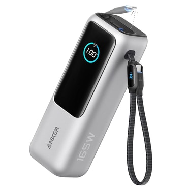Power bank Anker "Prime (A1695H41)" 25000mAh 165W 2x USB-C kábellel és digitális kijelzővel - silver