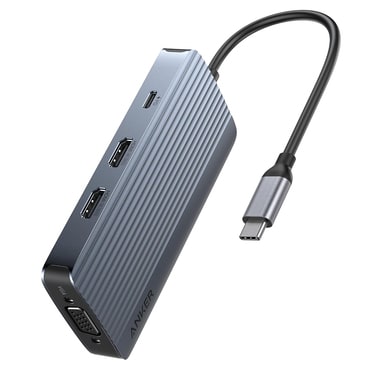 Hub állomás Anker "A83790A2" 2x USB-C, 3x USB-A, 2x HDMI, VGA, Triple Display, 4K 60Hz-nél, PD100W, 5Gbps - gray