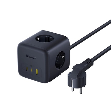 Hosszabbító Baseus "EnerFill FA11" 3x EU aljzat, 2x USB-C, 1x USB-A, 67W, 1.5m - black