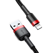 Töltő és adatátviteli USB-A - Lightning káfehér Baseus "Cafule CALKLF-C19" - 480Mbps - 1.5A - 2m - red black
