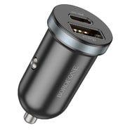 Autós 30W töltő Borofone "BZ22" 1x USB, 1x USB-C, PD, QC3.0 - fekete