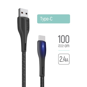 Töltő és adat USB-A - USB-C káfehér ColorWay "CW-CBUC034-BK" - 480Mbps - 1m - black