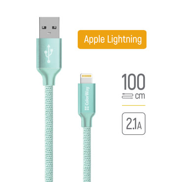Töltő és adat USB 2.0 Lightning káfehér ColorWay "CW-CBUL004-MT" - 480Mbps - 1m - mint