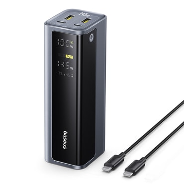 145W Power bank Baseus "EnerGeek GP12" 20800mAh USB-C PD3.0 kábellel és kijelzővel - gray