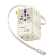 70W utazó adapter Baseus "EnerCore CG11 (E0307E01)" EU/UK/US/AU, 2x USB-A és 2x USB-C kihúzható kábellel - white