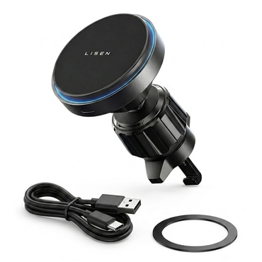 Mágneses autós tartó Lisen "YL0225070006" 15W vezeték nélküli töltéssel - black