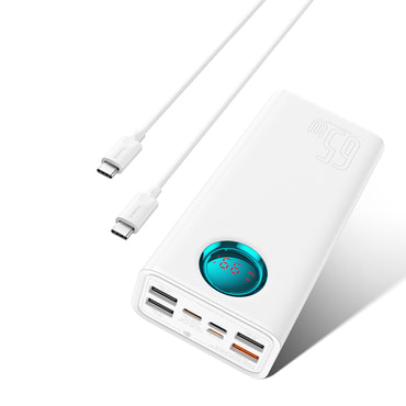 65W Baseus power bank "P10022402223-00" 26800mAh - LED kijelző, 4x USB, USB-C, Lightning, Micro-USB - white