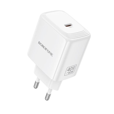 Fali 40W töltő Borofone "Fuente BN33" USB-C, GaN technológia - fehér