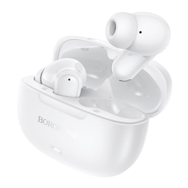 Bluetooth fülhallgató Borofone "Mellow BW96" BT 6.0 ANC- és ENC-technológiával, 4h üzemidő - fehér
