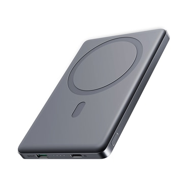 Joyroom JR-PBM08 20W 5000mAh MagSafe power bank 15W vezeték nélküli töltéssel + USB-C - USB-C kábel - szürke