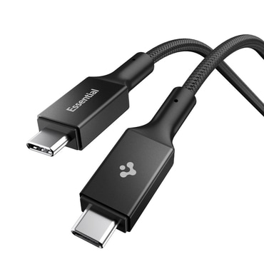 Töltő és adatátviteli 100W USB-C - USB-C káfehér Spigen "EB10015CC" - 5Gbps - 1.5m - black