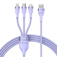Töltő- és adatkáfehér 66W USB-A - USB-C, Lightning, Micro-USB Baseus "Flash Series 2" - 480Mbps - 1.2m - purple