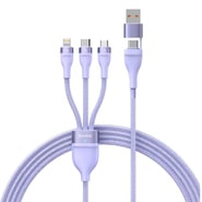 Töltő és adatátviteli 100W USB - USB-C/Lightning/Micro-USB káfehér Baseus "Flash Series 2" - 1.2m - purple