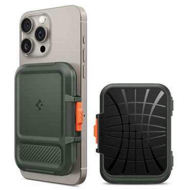 Spigen "Lock Fit MagSafe" mágneses pénztárca kártyákhoz/készpénzhez - military green