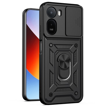 Strapabíró tok "MaX-Armor" gyűrűvel, fém lappal és hátsó kamera védelemmel Xiaomi Redmi A7 Pro készülékekhez - black