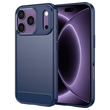 TPU gél tok "Brushed Carbon" iPhone 17 Pro / 18 Pro készülékekhez - kék