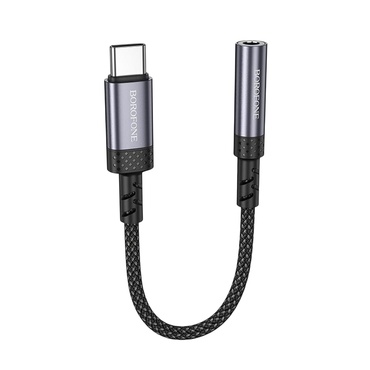USB-C és AUX 3.5mm audio káfehér Borofone "BV24" DAC chip, Plug&Play, 15cm - metal gray