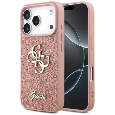 Prémium tok Guess "Fixed Glitter Big 4G" iPhone 17 Pro készülékhez - pink