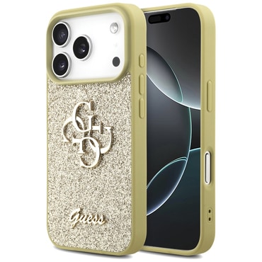 Prémium tok Guess "Fixed Glitter Big 4G" iPhone 17 Pro Max készülékhez - gold