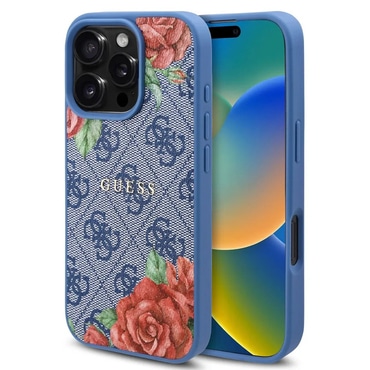 Tok Guess "Hardcase 4G Flower Print MagSafe" iPhone 16 Pro készülékhez - blue