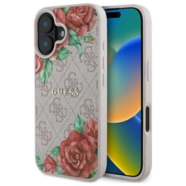 Tok Guess "Hardcase 4G Flower Print MagSafe" iPhone 16 készülékhez - pink